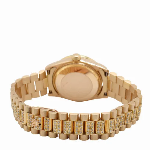 Rolex Ladies Datejust 31mm, 18k Yellow gold, Iced Out, Custom Pave Lapis Dial Reference# 68278
