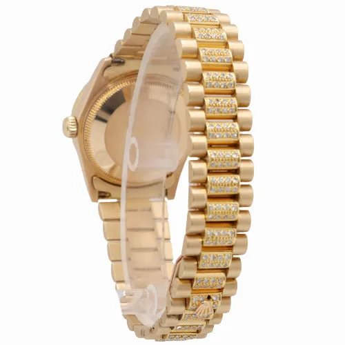 Rolex Ladies Datejust 31mm, 18k Yellow gold, Iced Out, Custom Pave Lapis Dial Reference# 68278