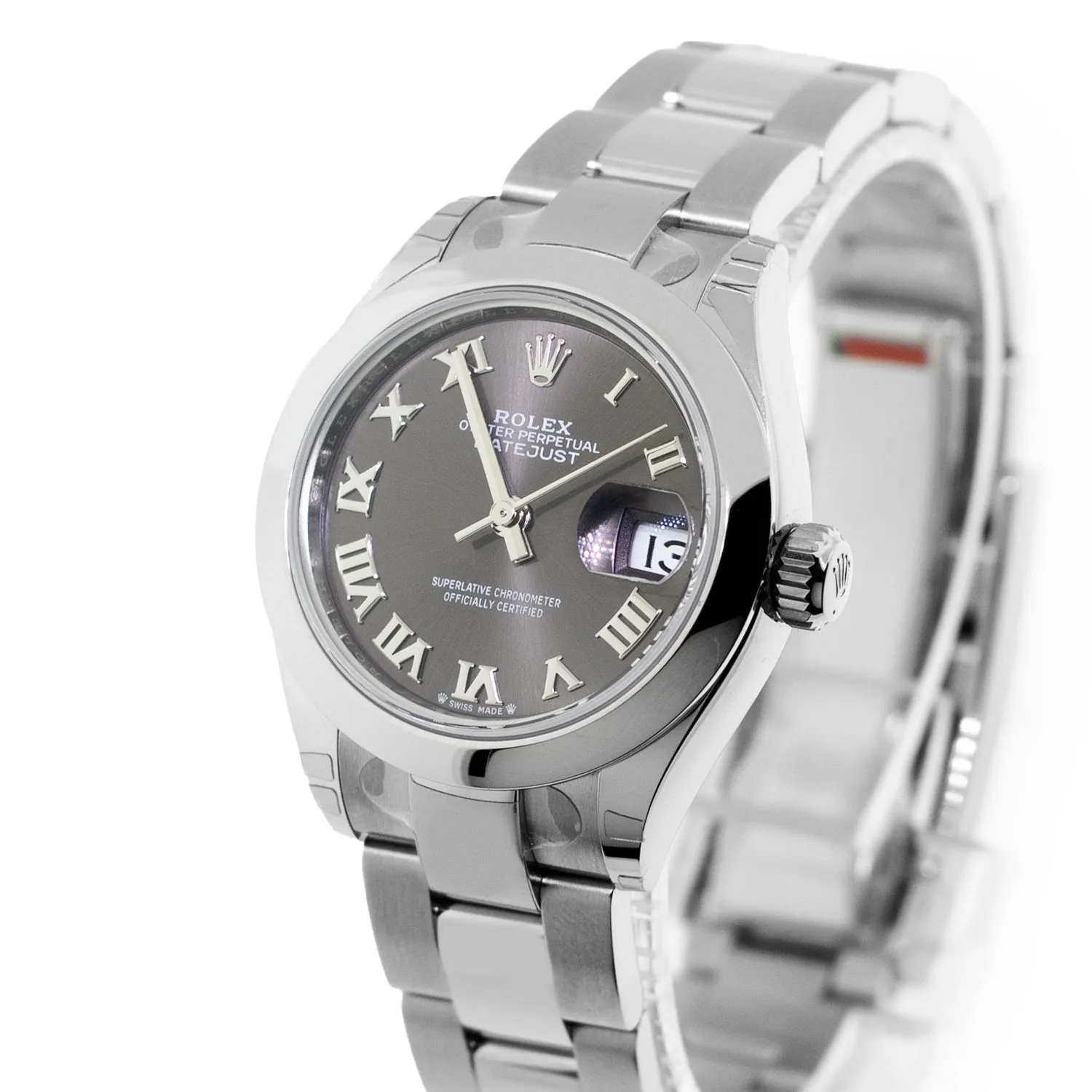 Rolex Lady-Datejust 28mm Stainless Steel Dark Rhodium Roman Dial & Smooth Bezel 279160