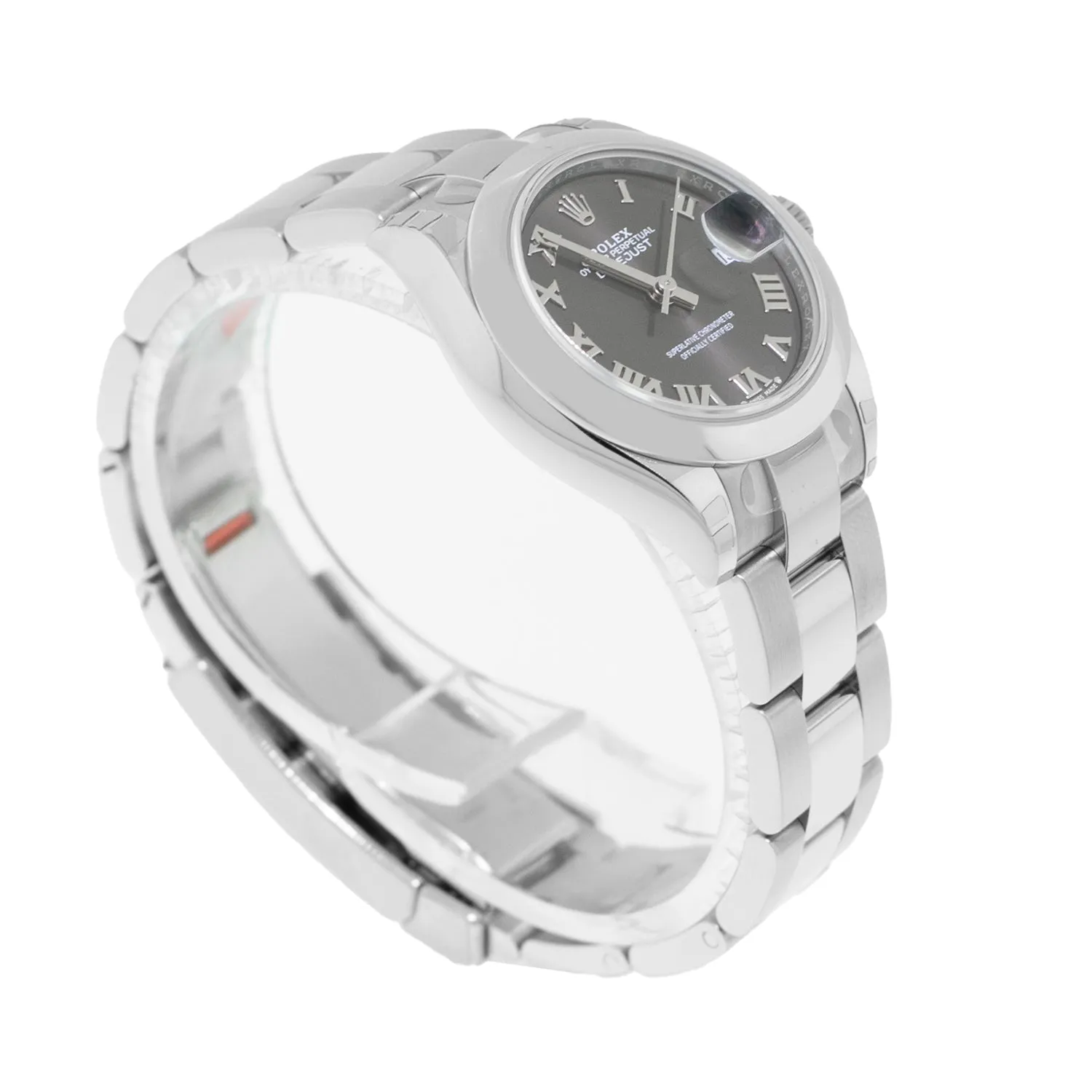 Rolex Lady-Datejust 28mm Stainless Steel Dark Rhodium Roman Dial & Smooth Bezel 279160