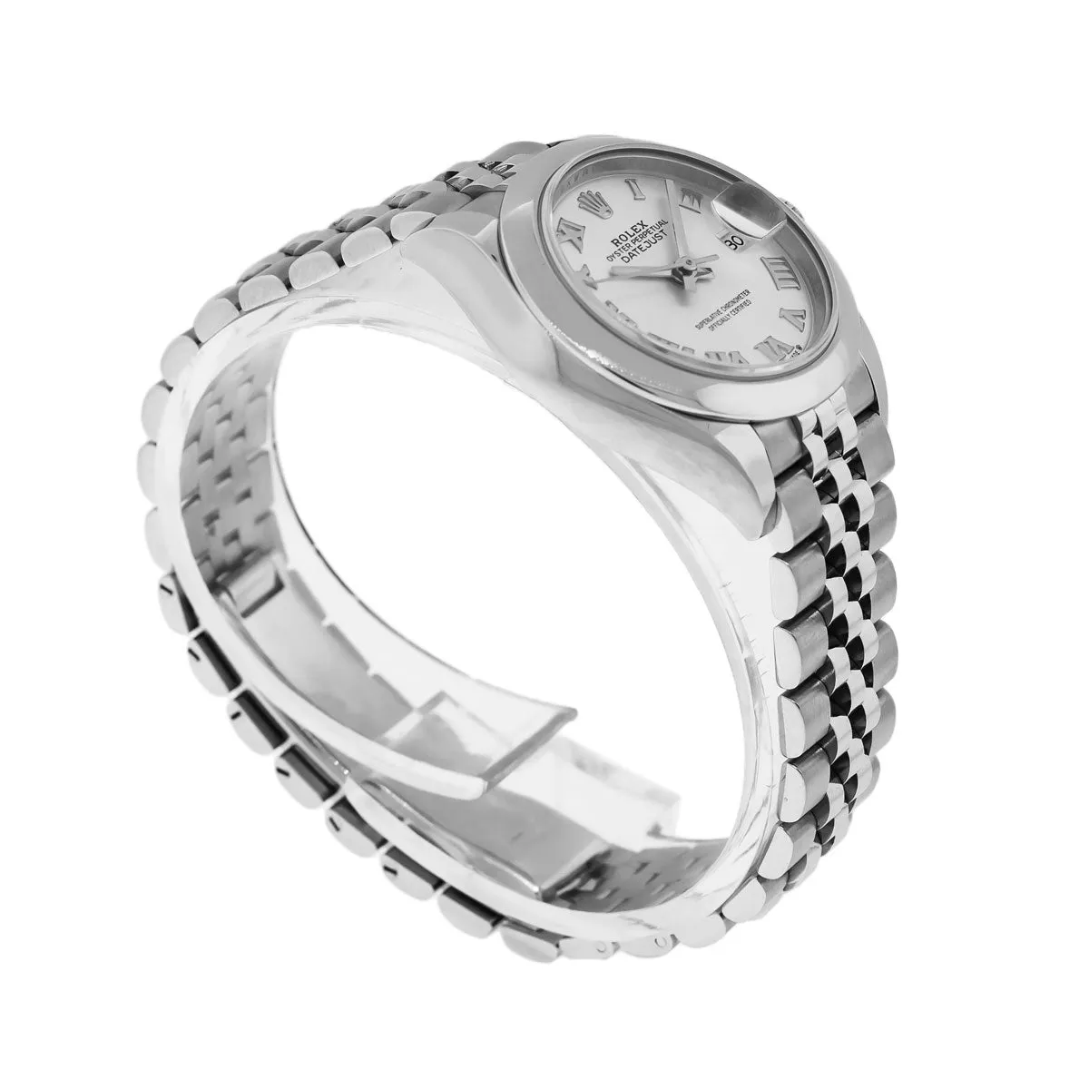 Rolex Lady-Datejust 28mm Stainless Steel Silver Roman Dial & Smooth Bezel 279160