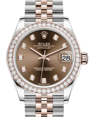 Rolex Lady-Datejust 31 Rose Gold/Steel Chocolate Diamond Dial & Diamond Bezel Jubilee Bracelet 278381RBR