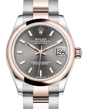 Rolex Lady-Datejust 31 Rose Gold/Steel Rhodium Index Dial & Smooth Domed Bezel Oyster Bracelet 278241 - NEW