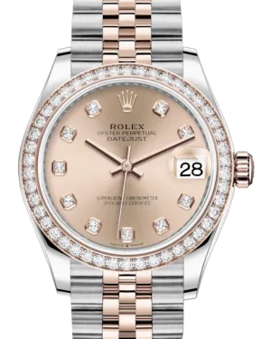 Rolex Lady-Datejust 31 Rose Gold/Steel Rose Diamond Dial & Diamond Bezel Jubilee Bracelet 278381RBR