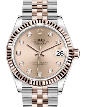 Rolex Lady-Datejust 31 Rose Gold/Steel Rose Diamond Dial & Fluted Bezel Jubilee Bracelet 278271