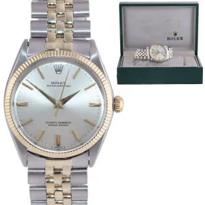 Rolex Oyster Perpetual 1005 Silver Dial 34mm 14k Yellow Gold Two Tone Watch
