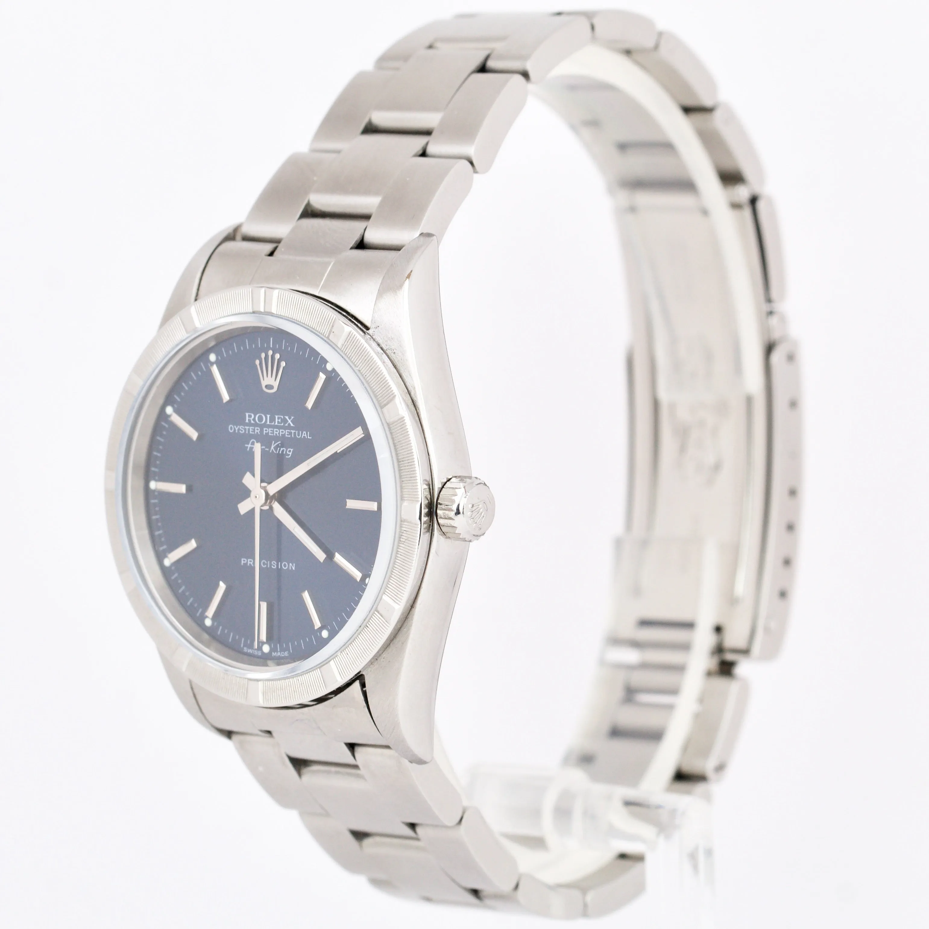 Rolex Oyster Perpetual Air-King Blue 14010M Stainless Steel NO-HOLES 34mm Watch