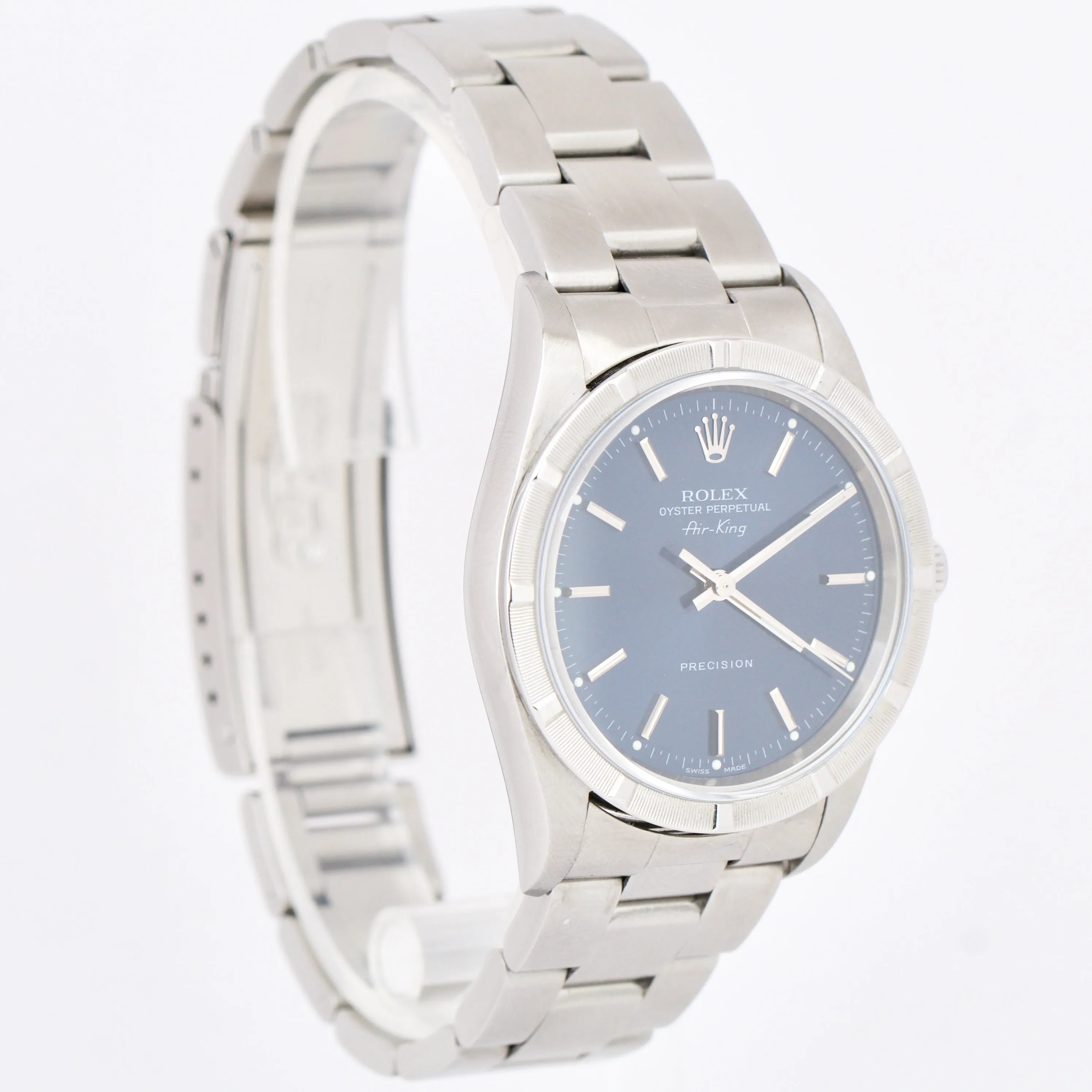 Rolex Oyster Perpetual Air-King Blue 14010M Stainless Steel NO-HOLES 34mm Watch