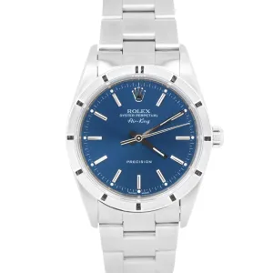 Rolex Oyster Perpetual Air-King Blue 14010M Stainless Steel NO-HOLES 34mm Watch