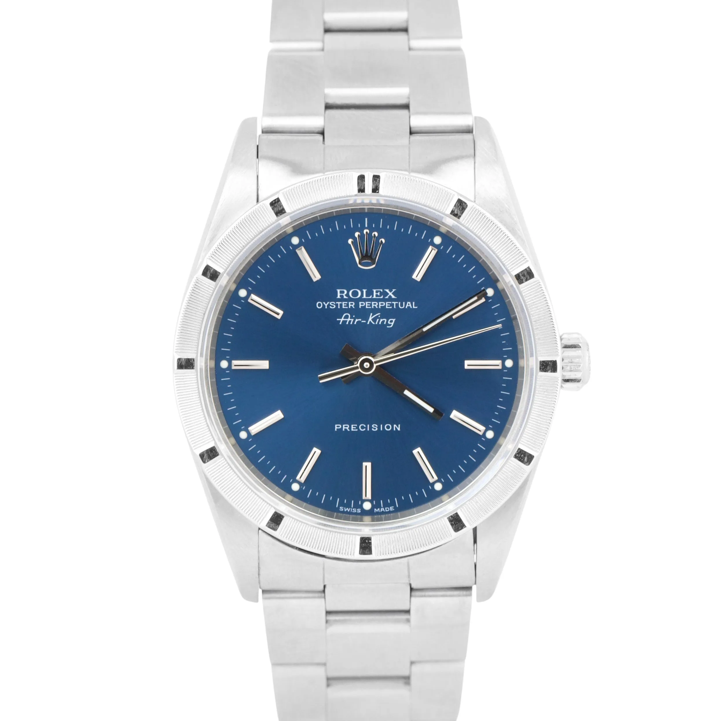 Rolex Oyster Perpetual Air-King Blue 14010M Stainless Steel NO-HOLES 34mm Watch