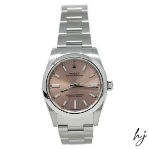 Rolex Oyster Perpetual Stainless Steel 34mm Pink Stick Dial Watch Reference #: 124200