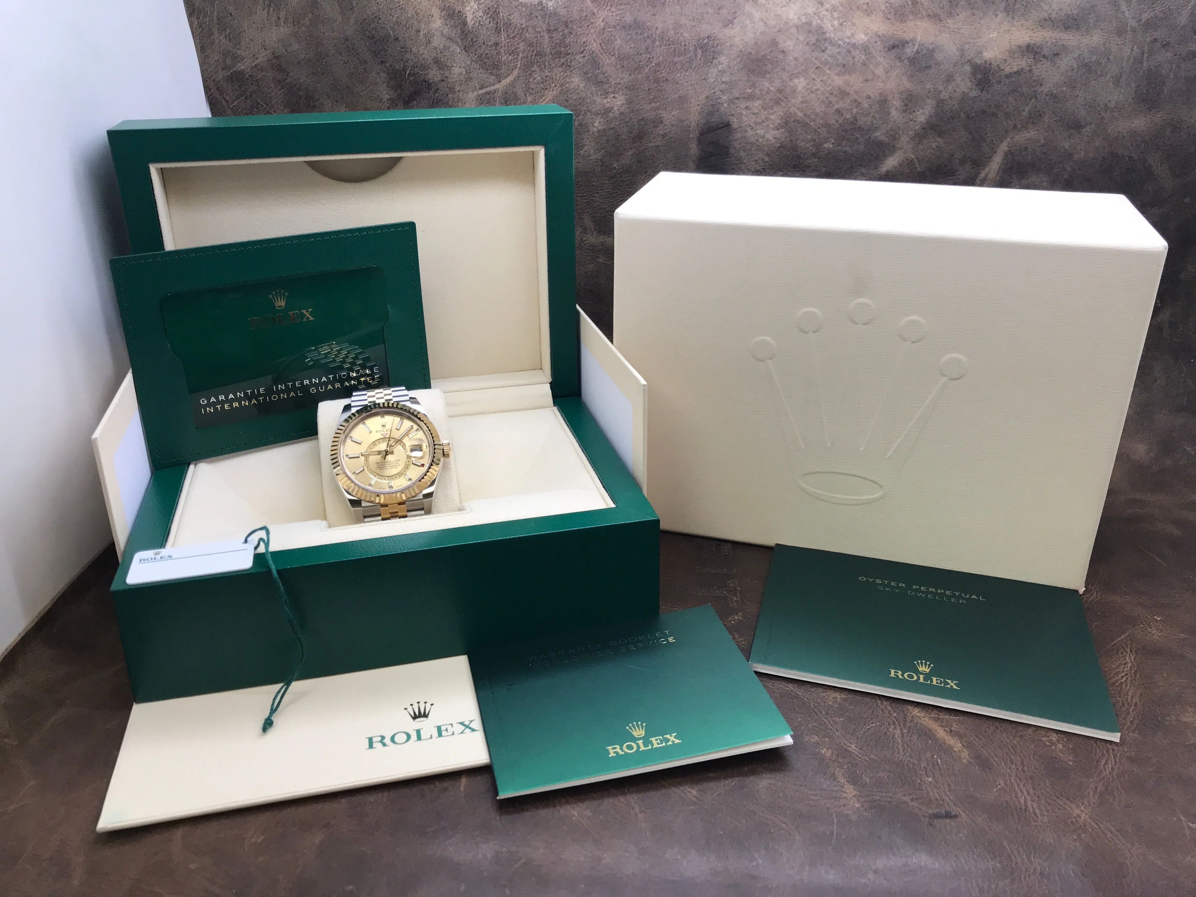 Rolex Sky-Dweller Jubilee 2022 B&P 326933 Champagne Dial Automatic Men's Watch