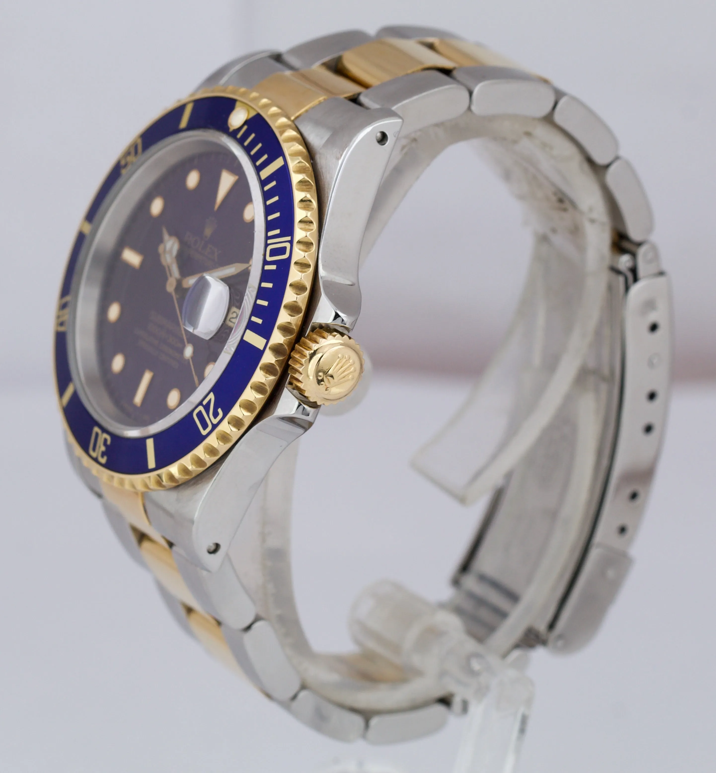 Rolex Submariner Date Two-Tone Steel Gold Blue 40mm Watch 16613 LB BOX PAPERS
