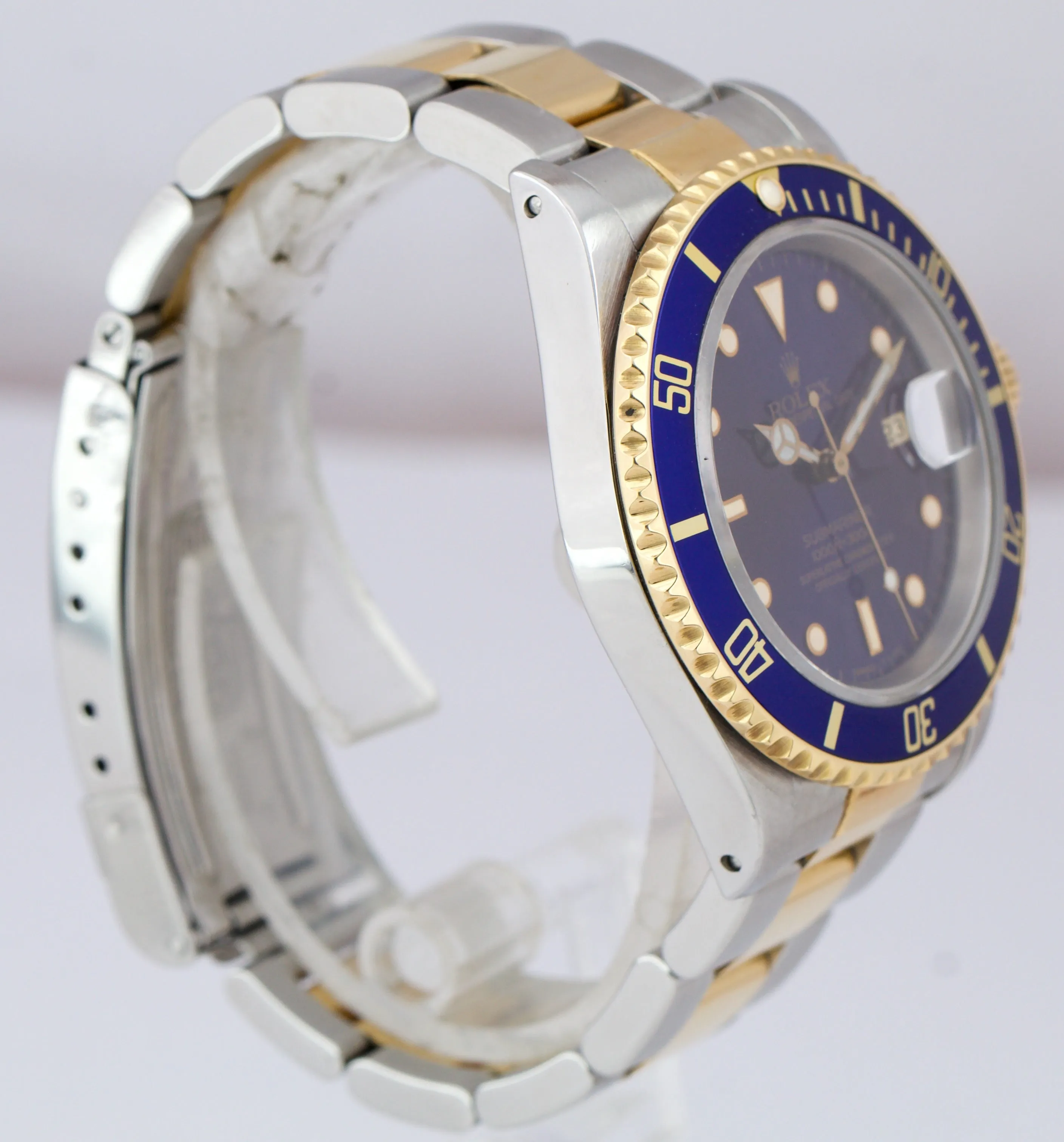 Rolex Submariner Date Two-Tone Steel Gold Blue 40mm Watch 16613 LB BOX PAPERS