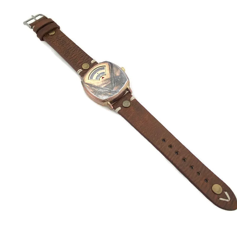 Rotary Numeric Watch With White Dial Leather Band