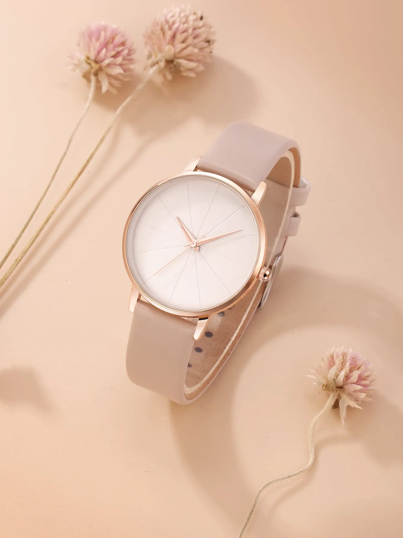 Round Pointer Quartz Watch - Apricot