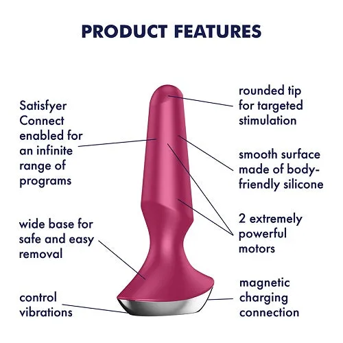 Satisfyer Plug-ilicious 2 App Controlled Vibrating Butt Plug Vibrator Berry Pink