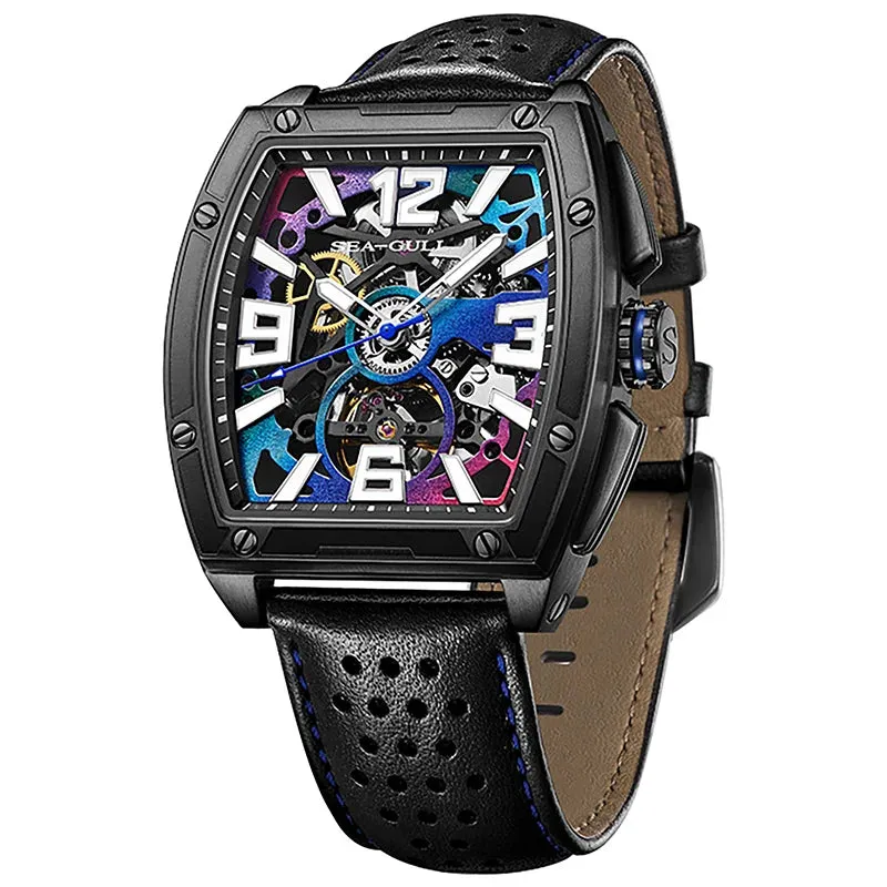 Seagull Men'S Watch Mechanical Hollow Sports Wristwatch Waterproof 5Bar Luminous 42Mm Luxury Automatic Male Watch 2024 New 6166