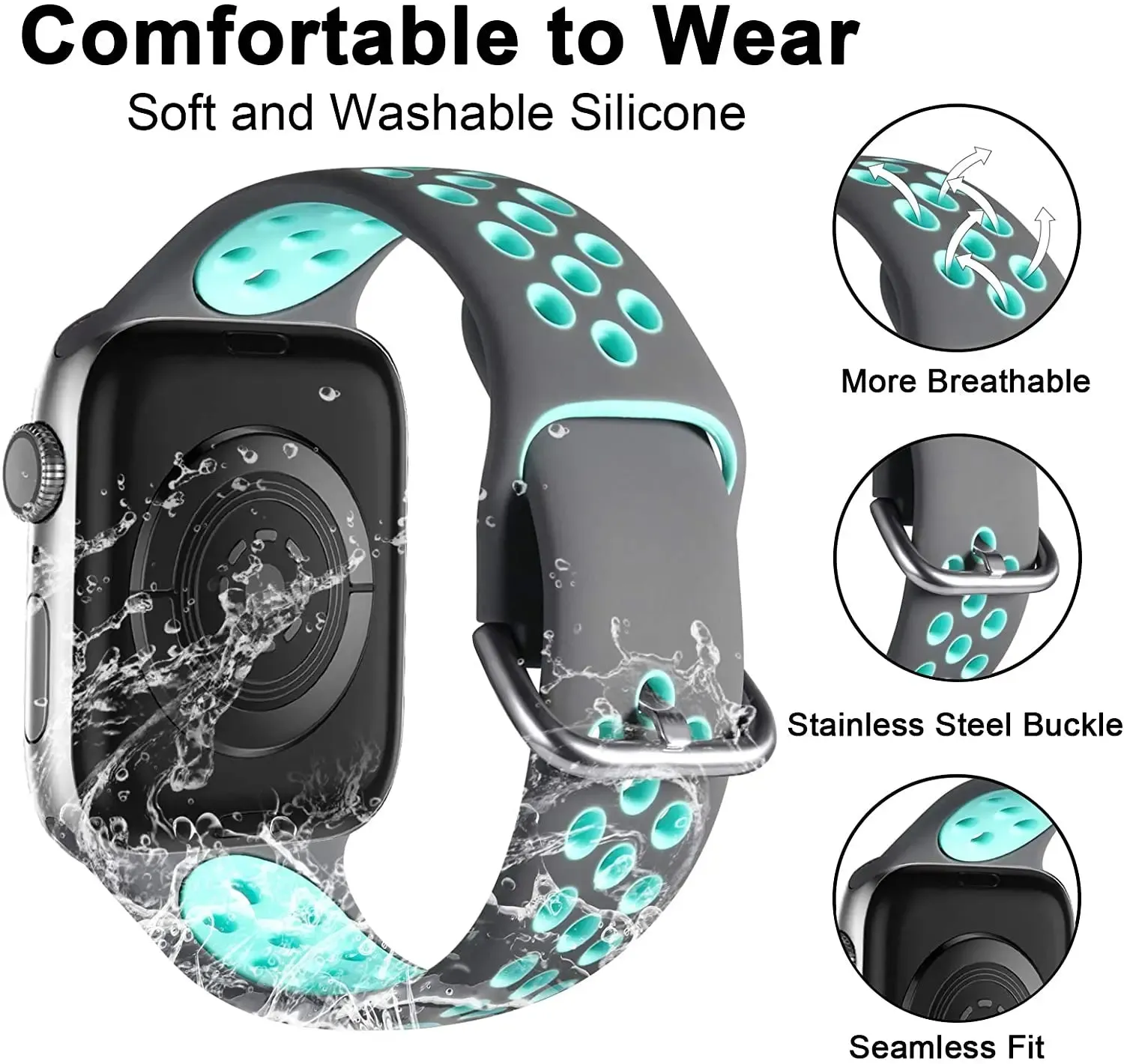 Silicone Sports Band with Buckle for Apple Watch