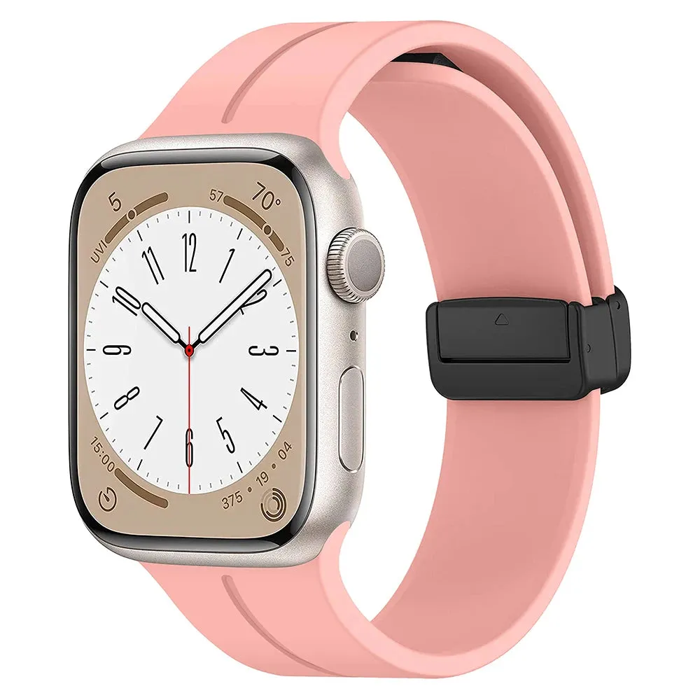 Silicone Sports Band with Magnetic Folding Clasp for Apple Watch