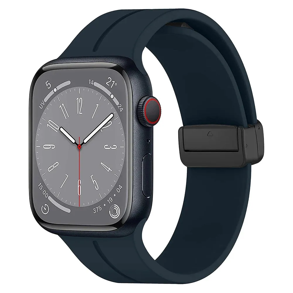 Silicone Sports Band with Magnetic Folding Clasp for Apple Watch