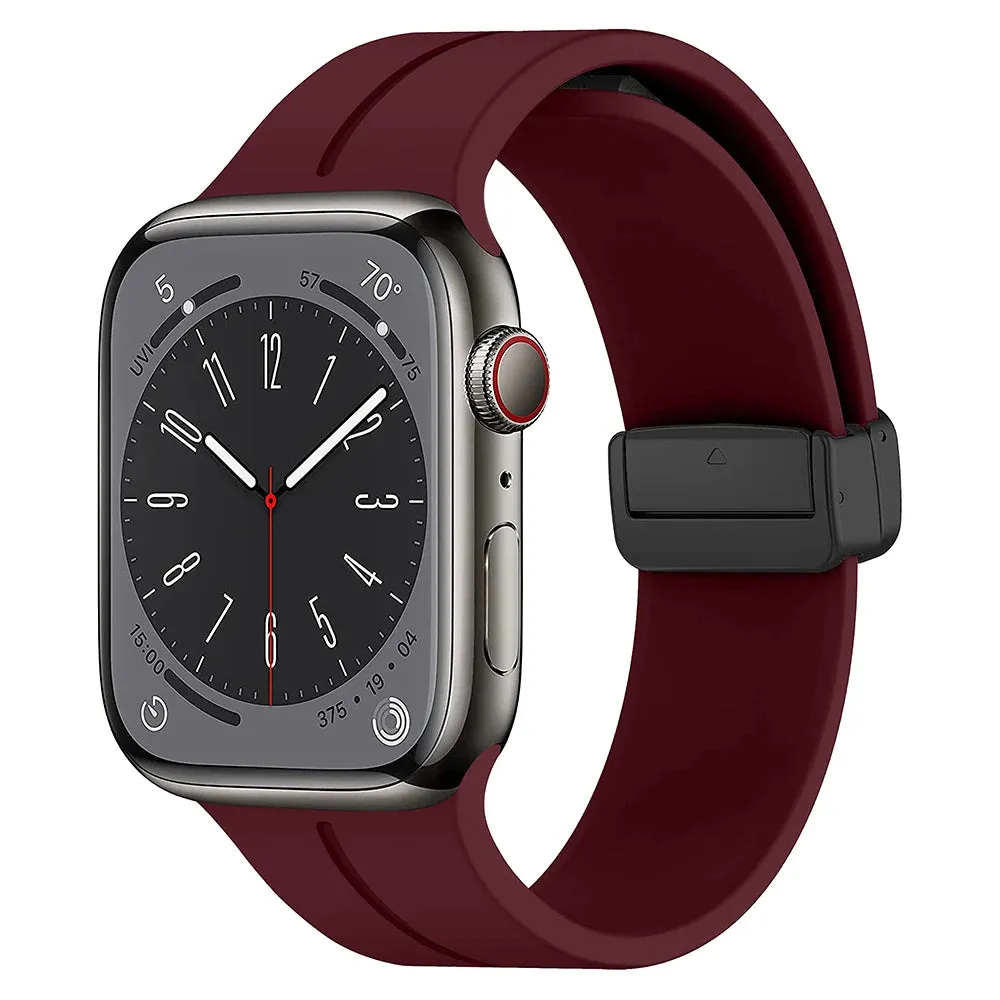 Silicone Sports Band with Magnetic Folding Clasp for Apple Watch