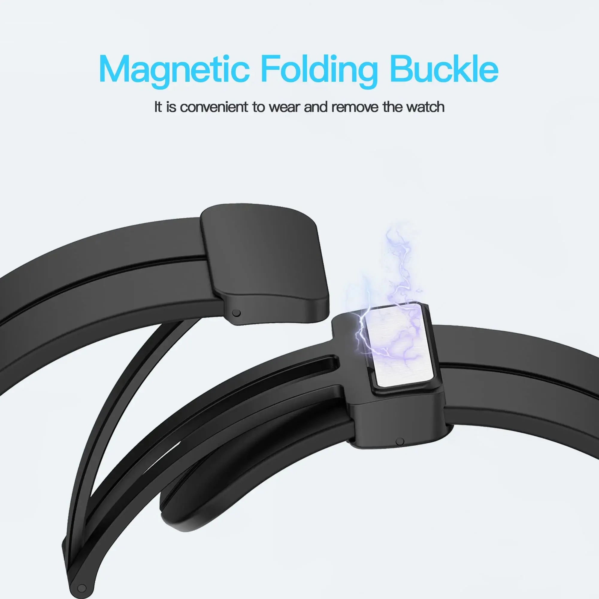 Silicone Sports Band with Magnetic Folding Clasp for Apple Watch