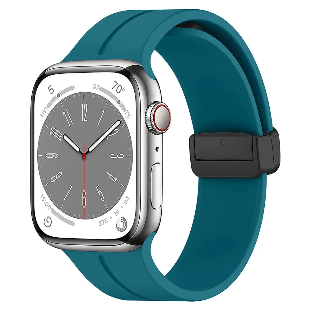Silicone Sports Band with Magnetic Folding Clasp for Apple Watch