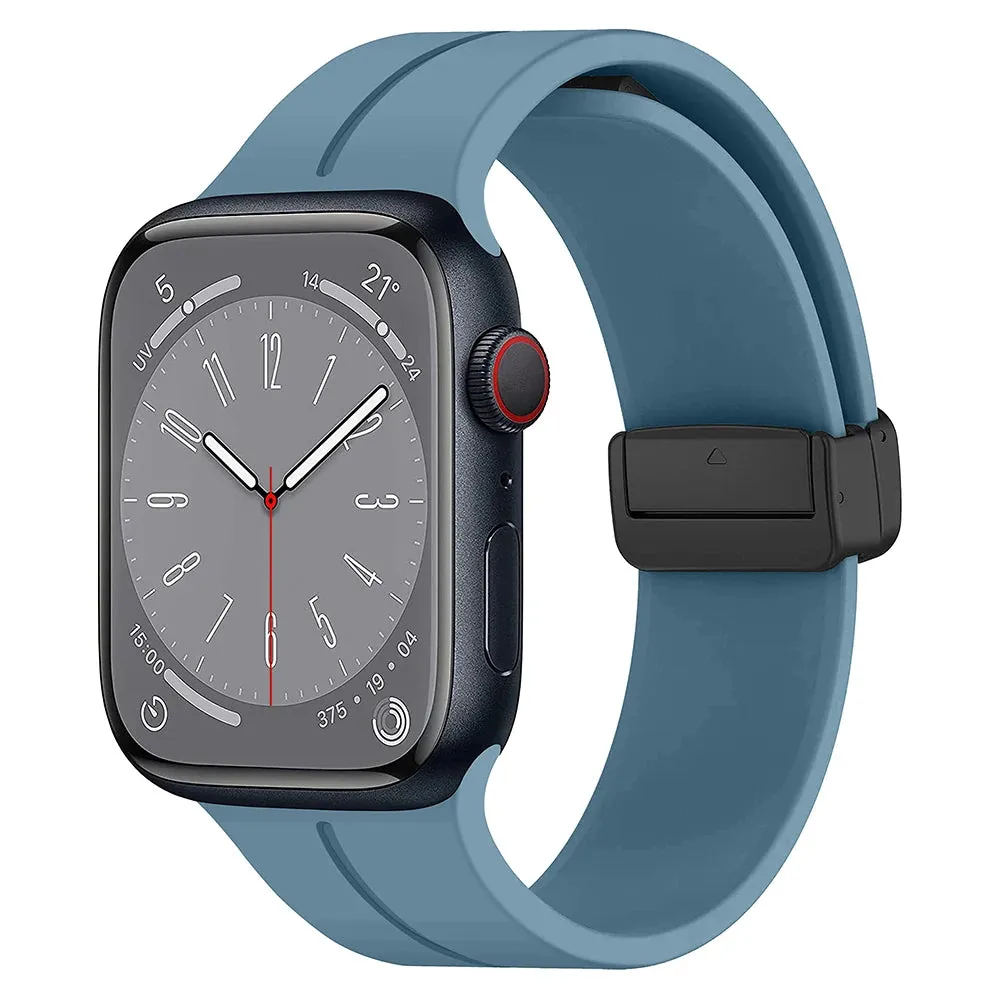 Silicone Sports Band with Magnetic Folding Clasp for Apple Watch