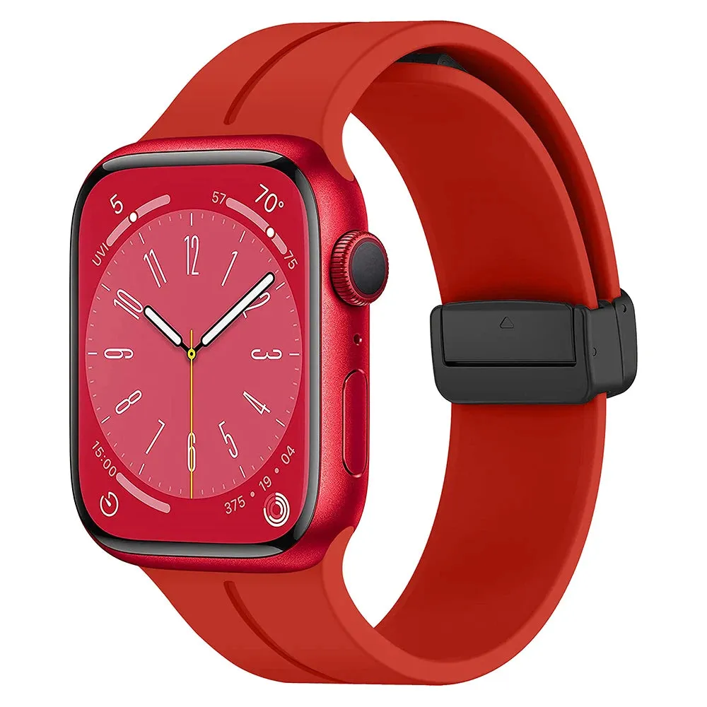 Silicone Sports Band with Magnetic Folding Clasp for Apple Watch