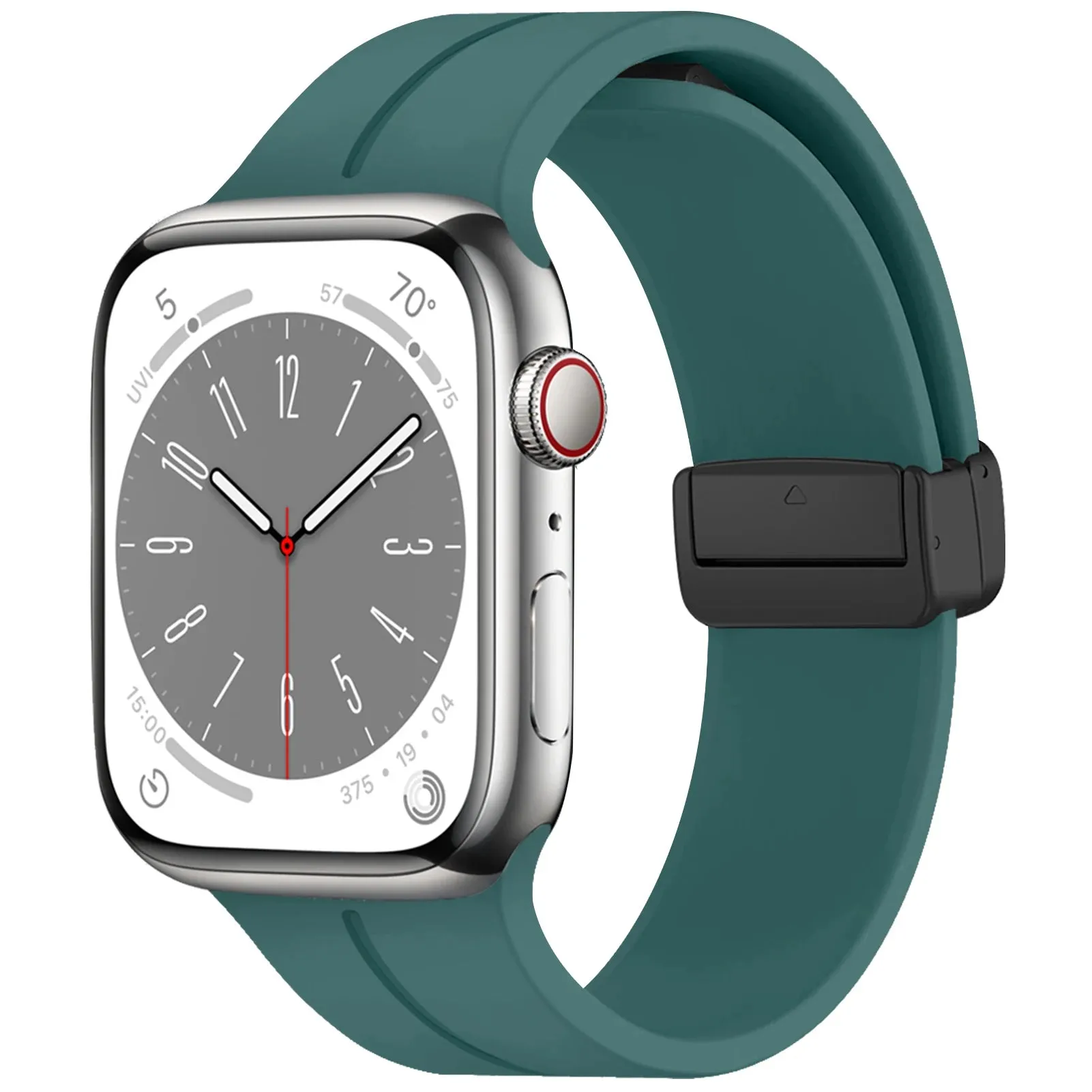 Silicone Sports Band with Magnetic Folding Clasp for Apple Watch