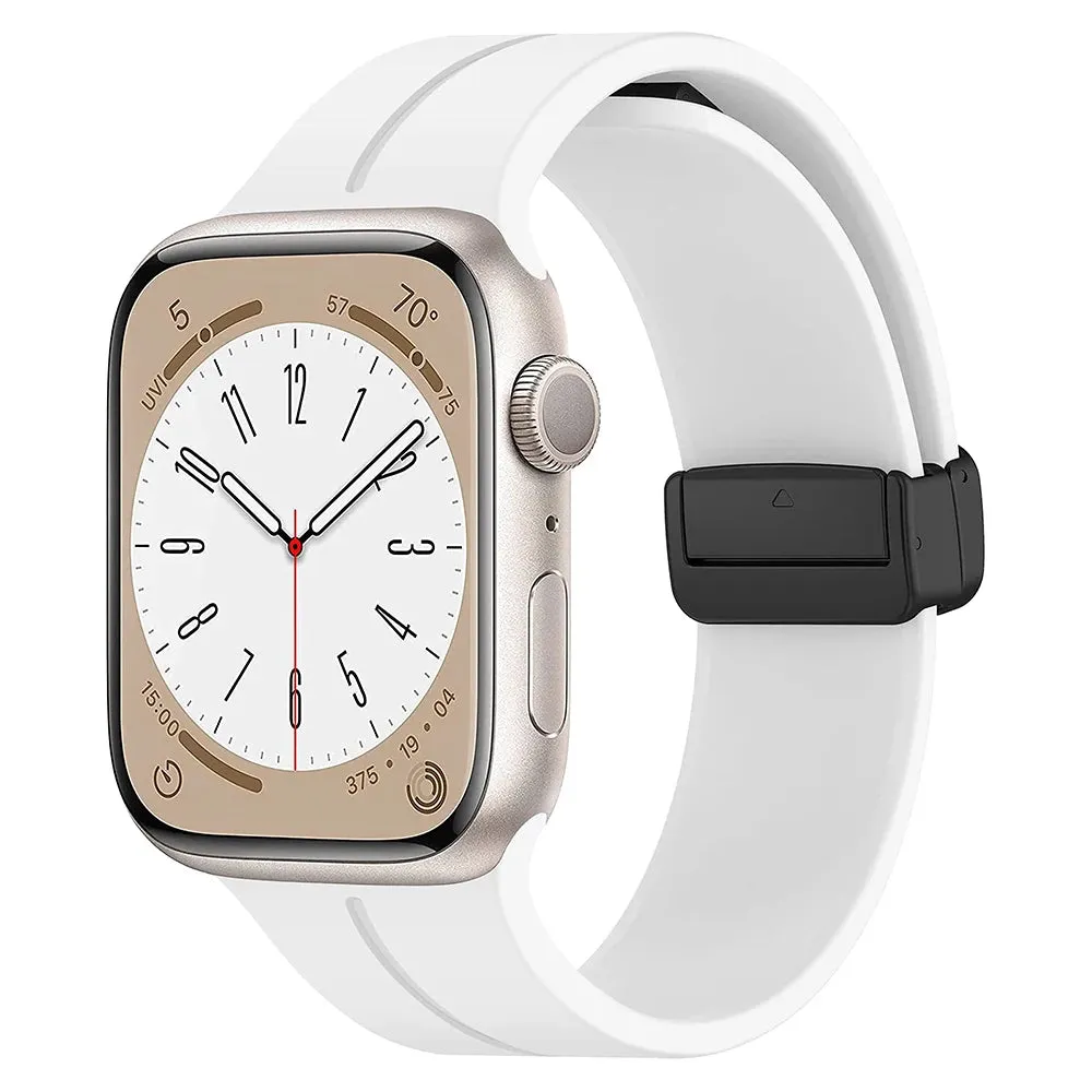 Silicone Sports Band with Magnetic Folding Clasp for Apple Watch