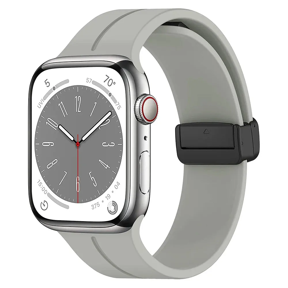 Silicone Sports Band with Magnetic Folding Clasp for Apple Watch