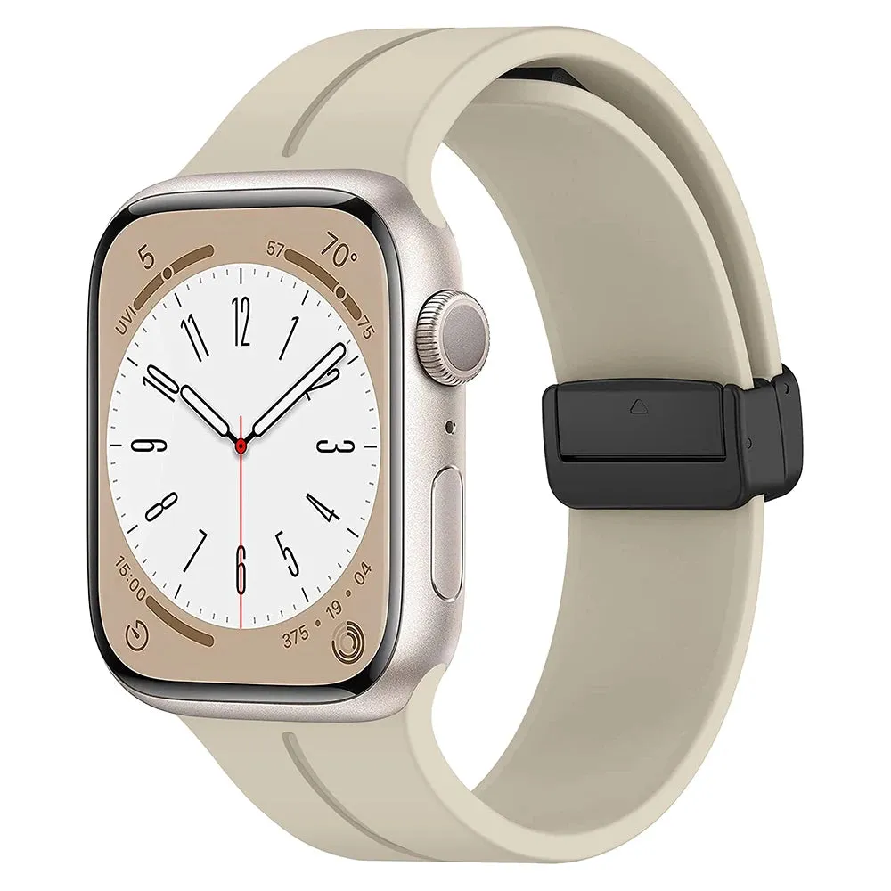 Silicone Sports Band with Magnetic Folding Clasp for Apple Watch