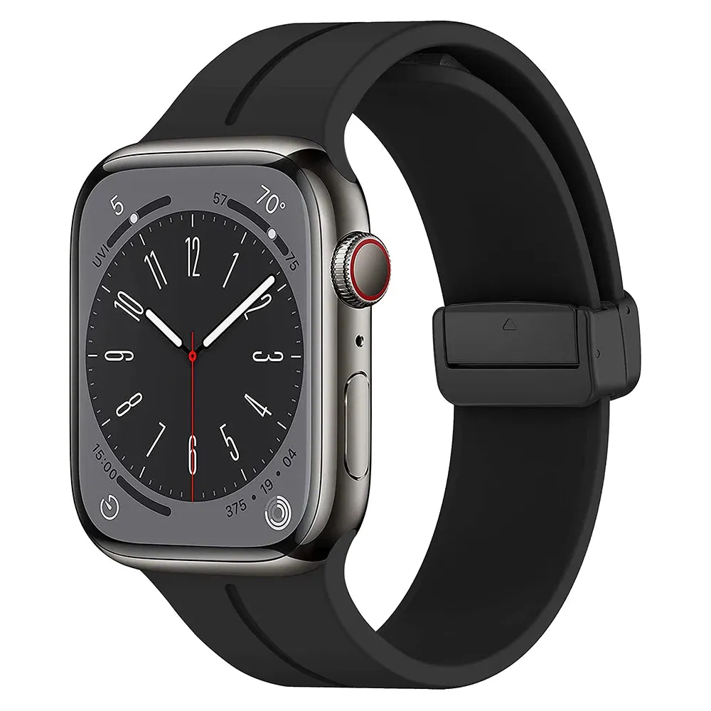Silicone Sports Band with Magnetic Folding Clasp for Apple Watch