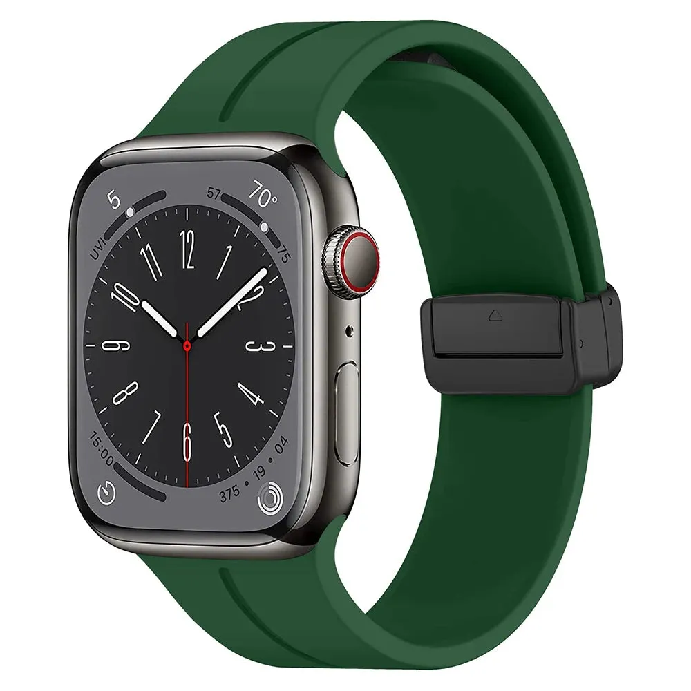 Silicone Sports Band with Magnetic Folding Clasp for Apple Watch