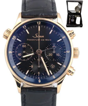 Sinn Finanzplatzuhr 6000 Frankfurt Chronograph 18K Rose Gold 38.5mm Black Watch