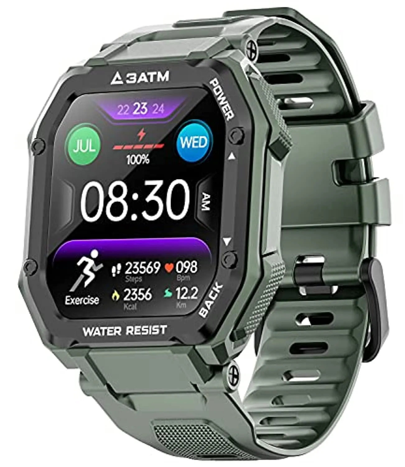 Smart Watches for Men Women, Activing Fitness Tracker with Heart Rate Blood Oxygen Monitoring 3ATM Waterproof 1.69 inch Full Touch Screen Smart Watch Compatible for iOS Android(Green)
