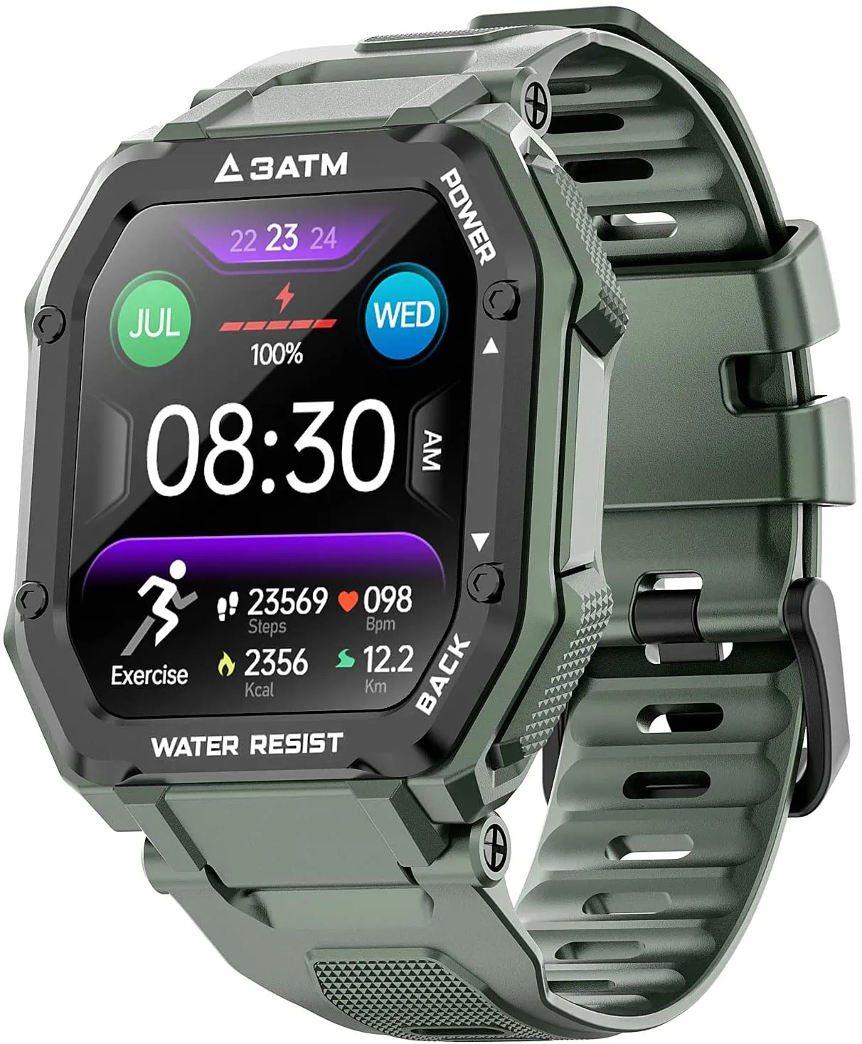 Smart Watches for Men Women, Activing Fitness Tracker with Heart Rate Blood Oxygen Monitoring 3ATM Waterproof 1.69 inch Full Touch Screen Smart Watch Compatible for iOS Android(Green)