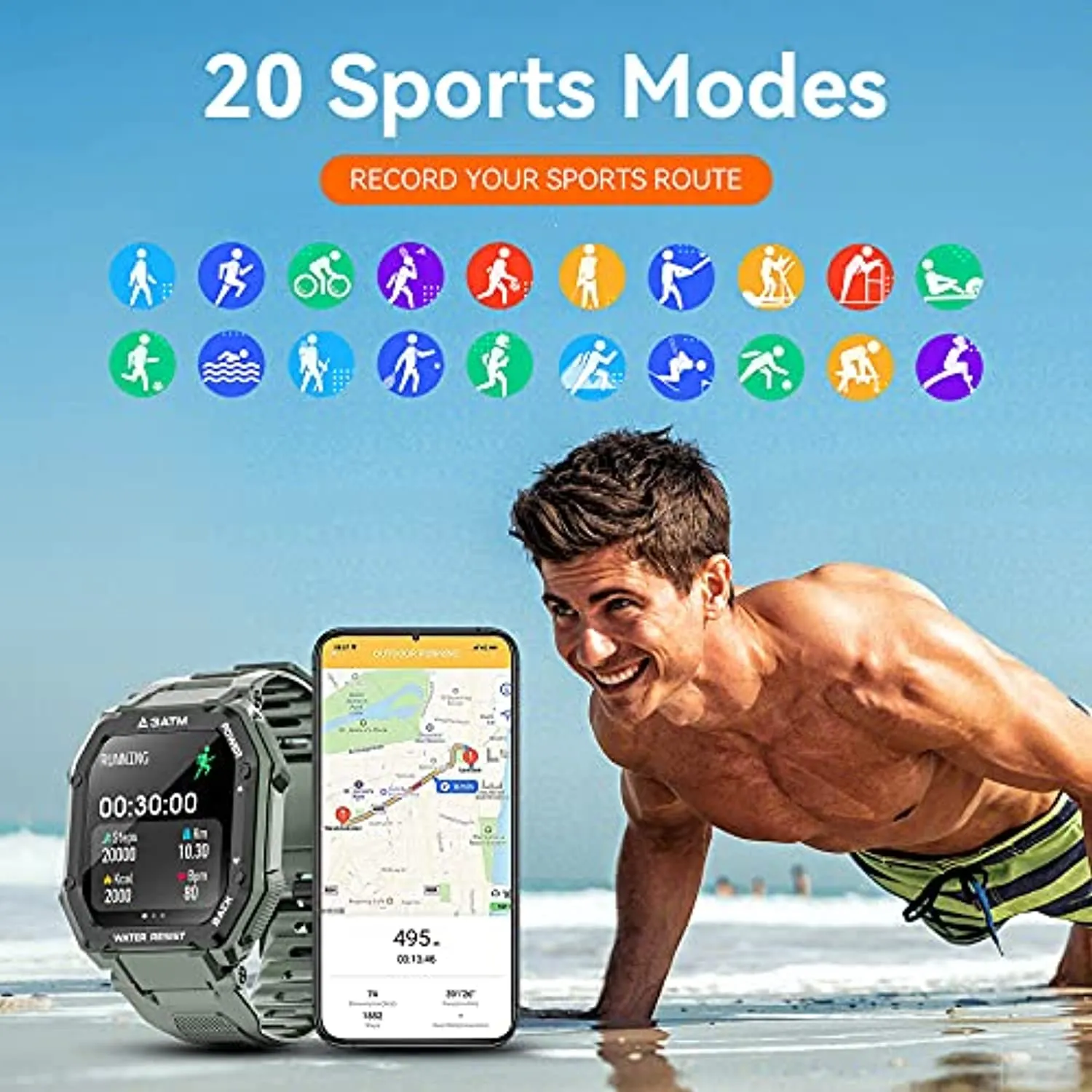 Smart Watches for Men Women, Activing Fitness Tracker with Heart Rate Blood Oxygen Monitoring 3ATM Waterproof 1.69 inch Full Touch Screen Smart Watch Compatible for iOS Android(Green)