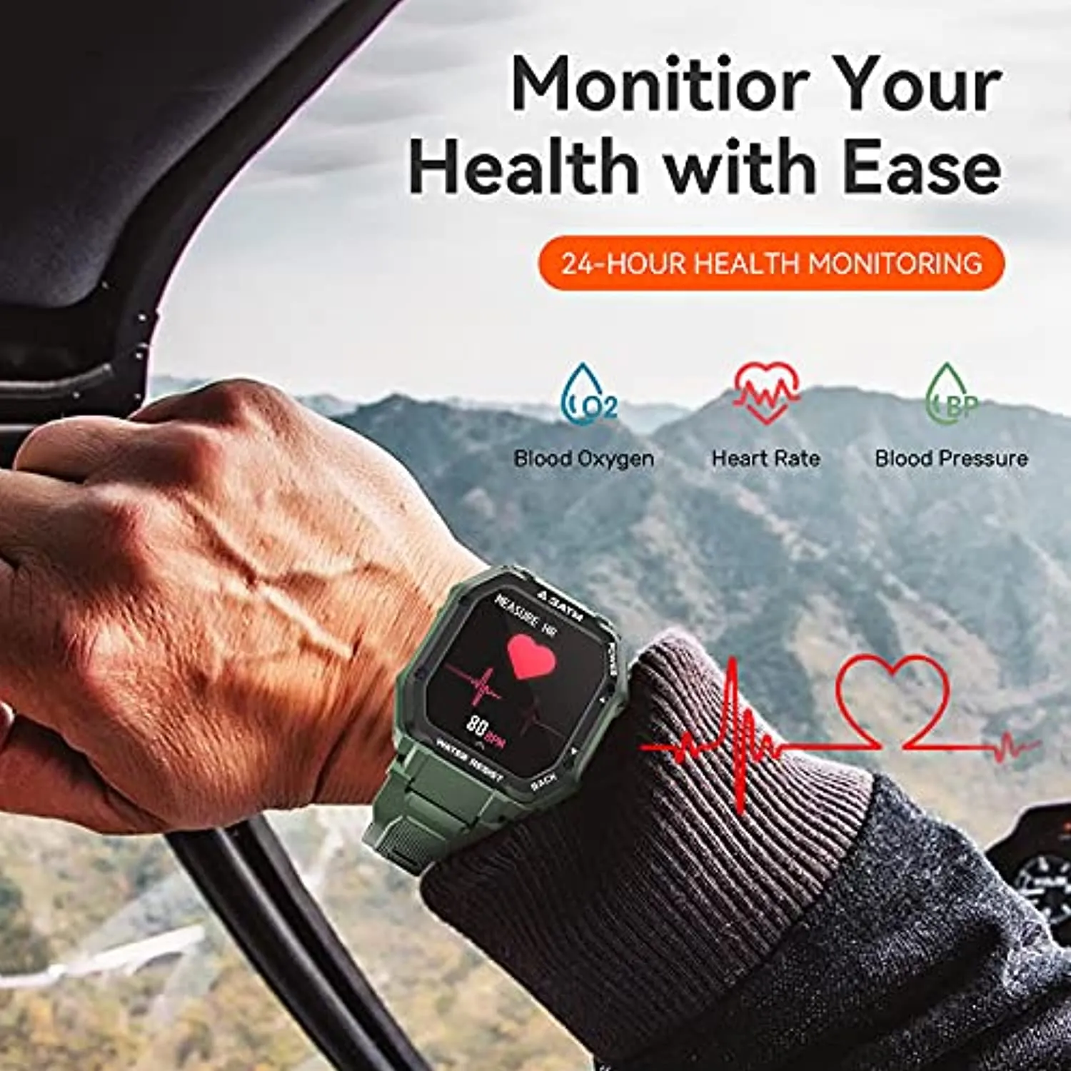 Smart Watches for Men Women, Activing Fitness Tracker with Heart Rate Blood Oxygen Monitoring 3ATM Waterproof 1.69 inch Full Touch Screen Smart Watch Compatible for iOS Android(Green)