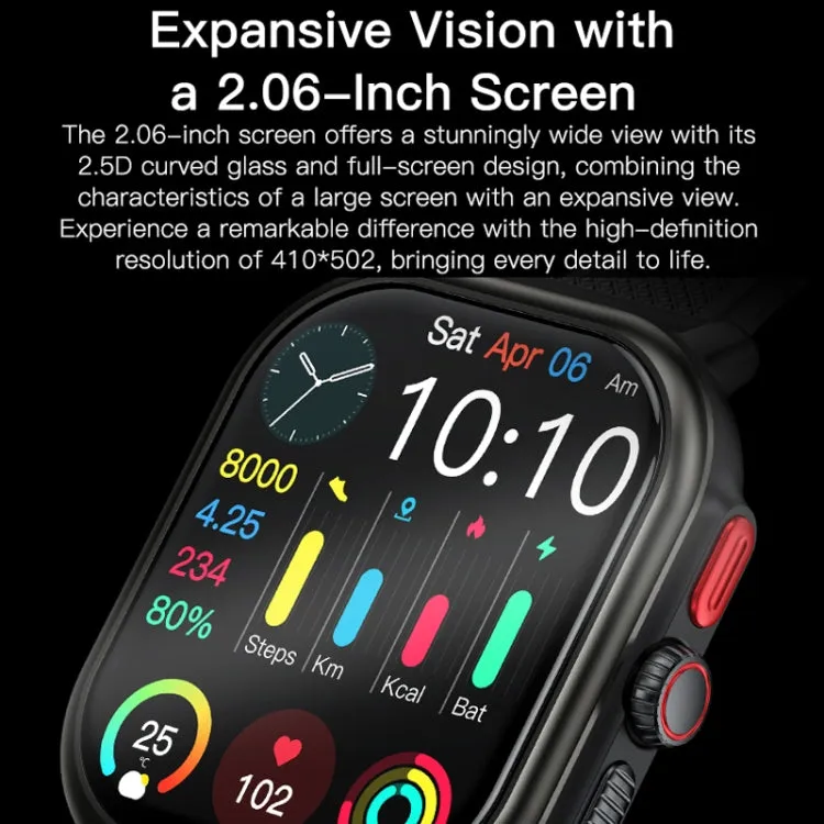 Sports Smart Watch 2.06 Inch Ultra HD AMOLED Screen Bluetooth Talking Watch(Black)