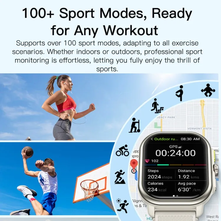 Sports Smart Watch 2.06 Inch Ultra HD AMOLED Screen Bluetooth Talking Watch(Black)