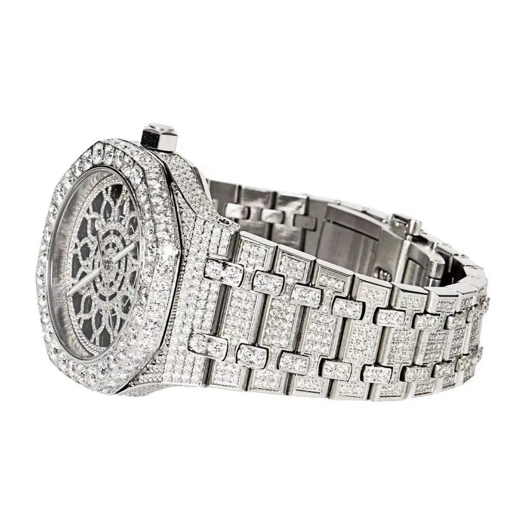 Stainless Steel 41MM Moissanite Dial Mens Watch