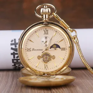 Steampunk Pocket Watch - Chain Mechanical Pocket Watch Antique Vintage Roman Clock