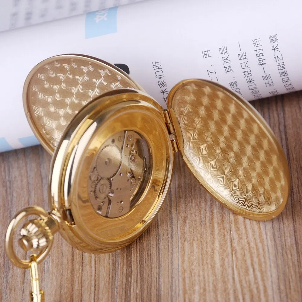 Steampunk Pocket Watch - Chain Mechanical Pocket Watch Antique Vintage Roman Clock