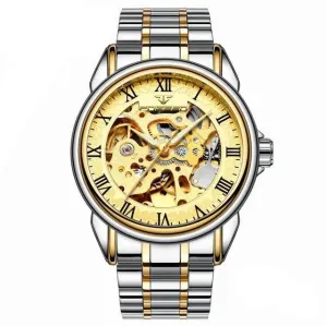 Steel Mechanical Skeleton Wrist Watch for Men and Women