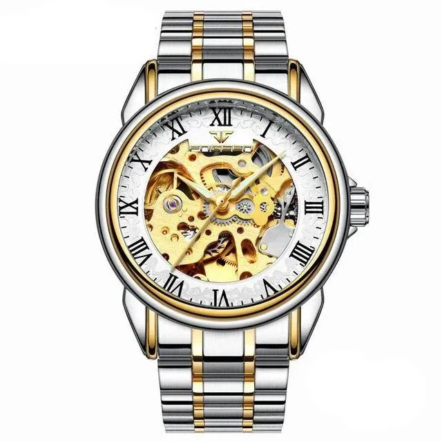 Steel Mechanical Skeleton Wrist Watch for Men and Women