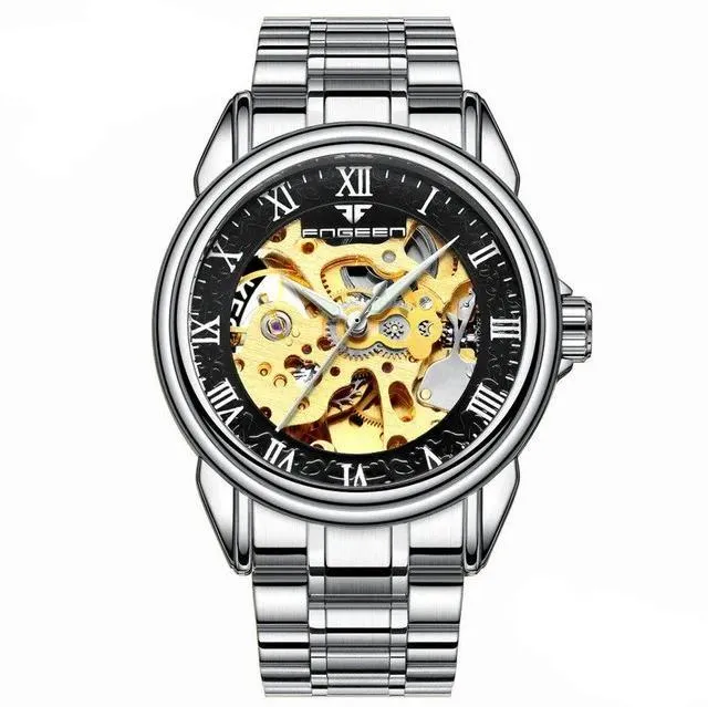 Steel Mechanical Skeleton Wrist Watch for Men and Women