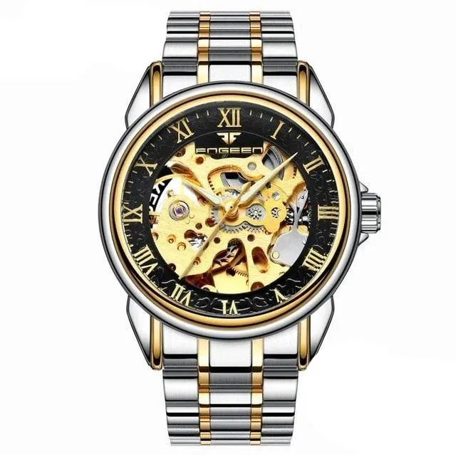 Steel Mechanical Skeleton Wrist Watch for Men and Women